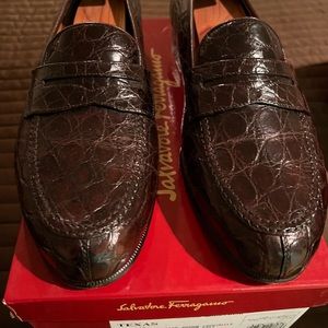 Men’s Ferragamo crocodile loafers, size 11.5